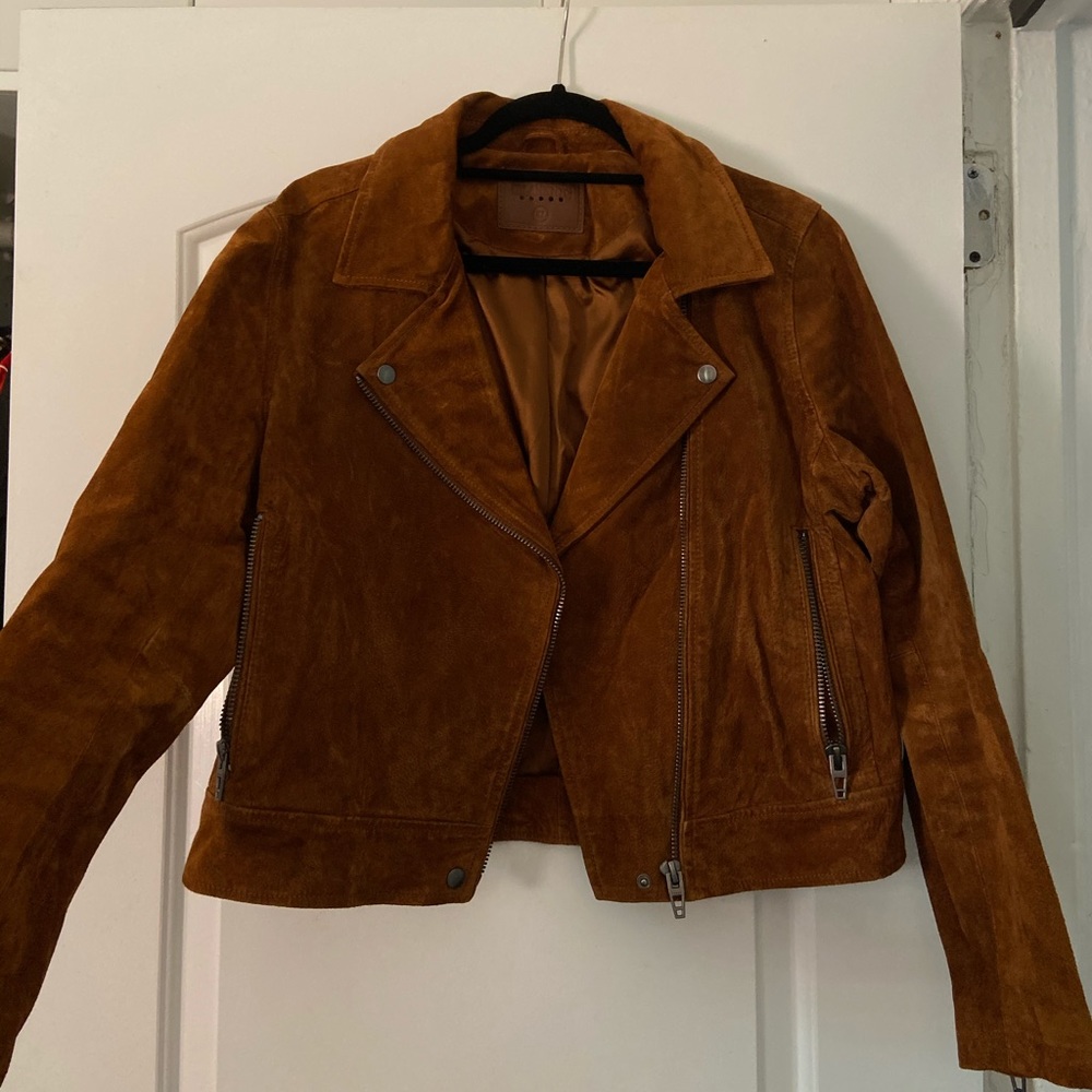 DARK MUSTARD BROWN BIKER JACKET